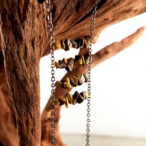Tigers Eye Chipped Ladder Necklace - Rockwell 600 - TurningMoss