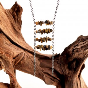 Tigers Eye Chipped Ladder Necklace - Rockwell 600 - TurningMoss