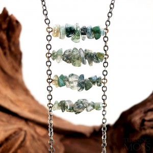 Moss Agate Chipped Ladder Necklace - Rockwell 600 - TurningMoss