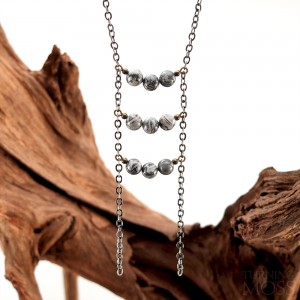 Silver Lace Agate Curved Bar Ladder Necklace - Rockwell 500 by TurningMoss