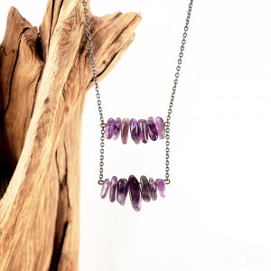Amethyst Double Bar Ladder Necklace - Rockwell 200 by TurningMoss
