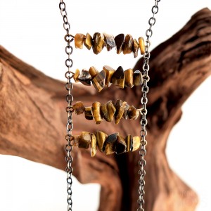 Tigers Eye Chipped Ladder Necklace - Rockwell 600 - TurningMoss